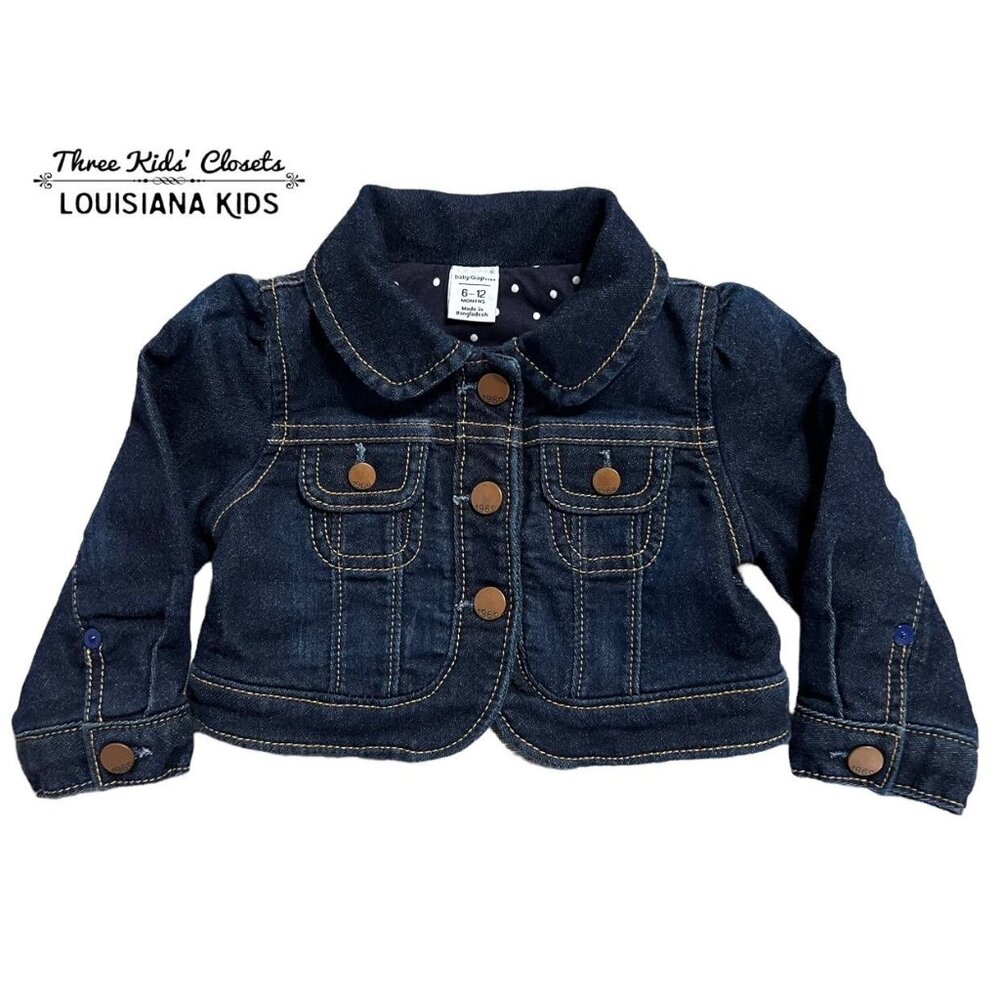 Baby Gap 6-12m Polkadot Lined Denim Jacket